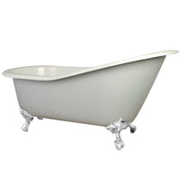 Thumbnail for Aqua Eden NHVCT7D653129BW 61-Inch Cast Iron Single Slipper Clawfoot Tub with 7-Inch Faucet Drillings, White - BNGBath
