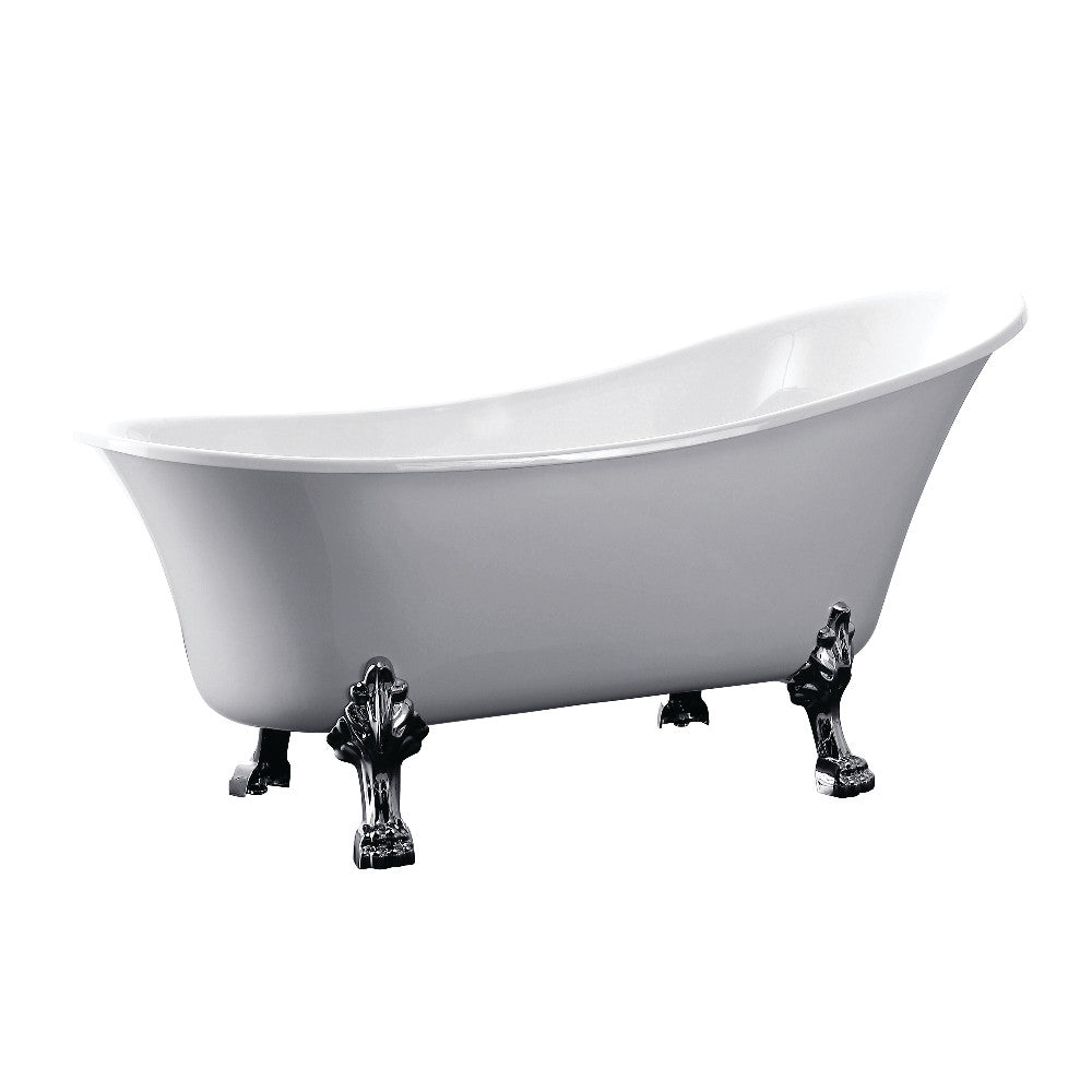 Aqua Eden VTND512824C1 51-Inch Acrylic Single Slipper Clawfoot Tub (No Faucet Drillings), White/Polished Chrome - BNGBath