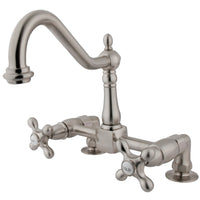 Thumbnail for Kingston Brass KS1148AX Heritage Two-Handle Bridge Kitchen Faucet, Brushed Nickel - BNGBath