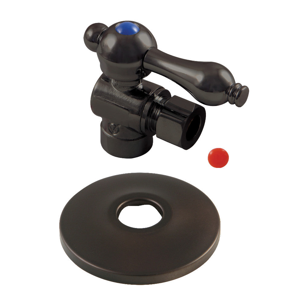 Kingston Brass CC43205K 1/2" Sweat x 3/8" OD Comp Quarter-Turn Angle Stop Valve with Flange, Oil Rubbed Bronze - BNGBath