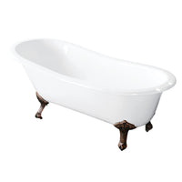 Thumbnail for Aqua Eden VCT7D5731B6 57-Inch Cast Iron Slipper Clawfoot Tub with 7-Inch Faucet Drillings, White/Naples Bronze - BNGBath