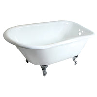 Thumbnail for Aqua Eden VCT3D483018NT1 48-Inch Cast Iron Roll Top Clawfoot Tub with 3-3/8 Inch Wall Drillings, White/Polished Chrome - BNGBath