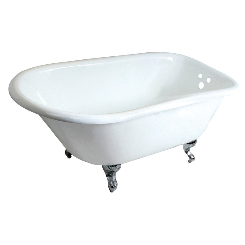 Aqua Eden VCT3D483018NT1 48-Inch Cast Iron Roll Top Clawfoot Tub with 3-3/8 Inch Wall Drillings, White/Polished Chrome - BNGBath