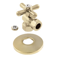 Thumbnail for Kingston Brass CC44402XK 1/2-Inch FIP X 1/2-Inch OD Comp Quarter-Turn Angle Stop Valve with Flange, Polished Brass - BNGBath