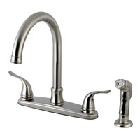 Thumbnail for Kingston Brass FB7798YLSP Yosemite 8-Inch Centerset Kitchen Faucet with Sprayer, Brushed Nickel - BNGBath