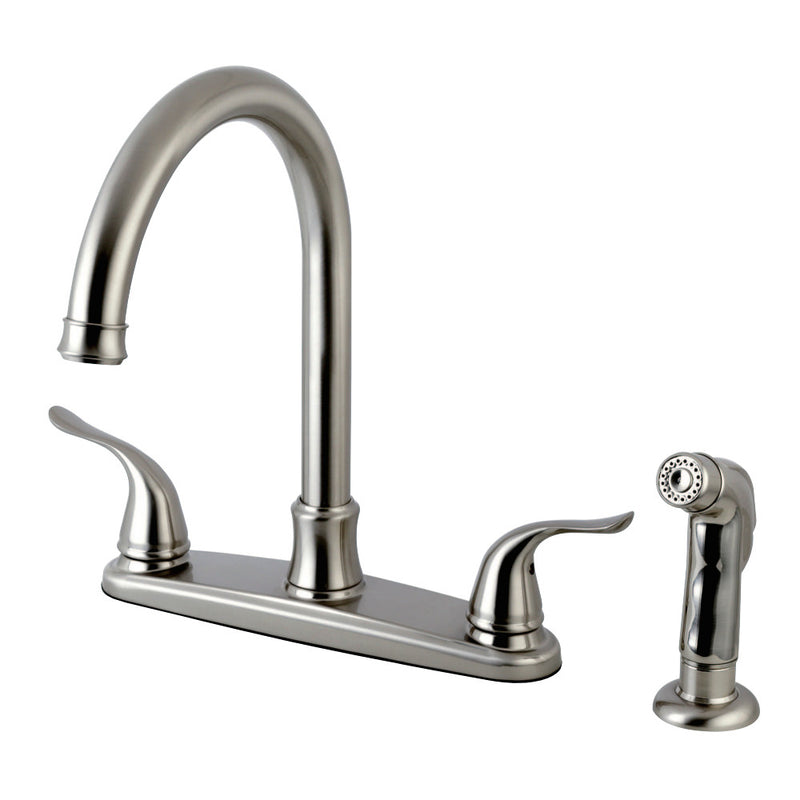 Kingston Brass FB7798YLSP Yosemite 8-Inch Centerset Kitchen Faucet with Sprayer, Brushed Nickel - BNGBath