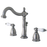 Thumbnail for Kingston Brass KB1978PL Heritage Widespread Bathroom Faucet with Plastic Pop-Up, Brushed Nickel - BNGBath