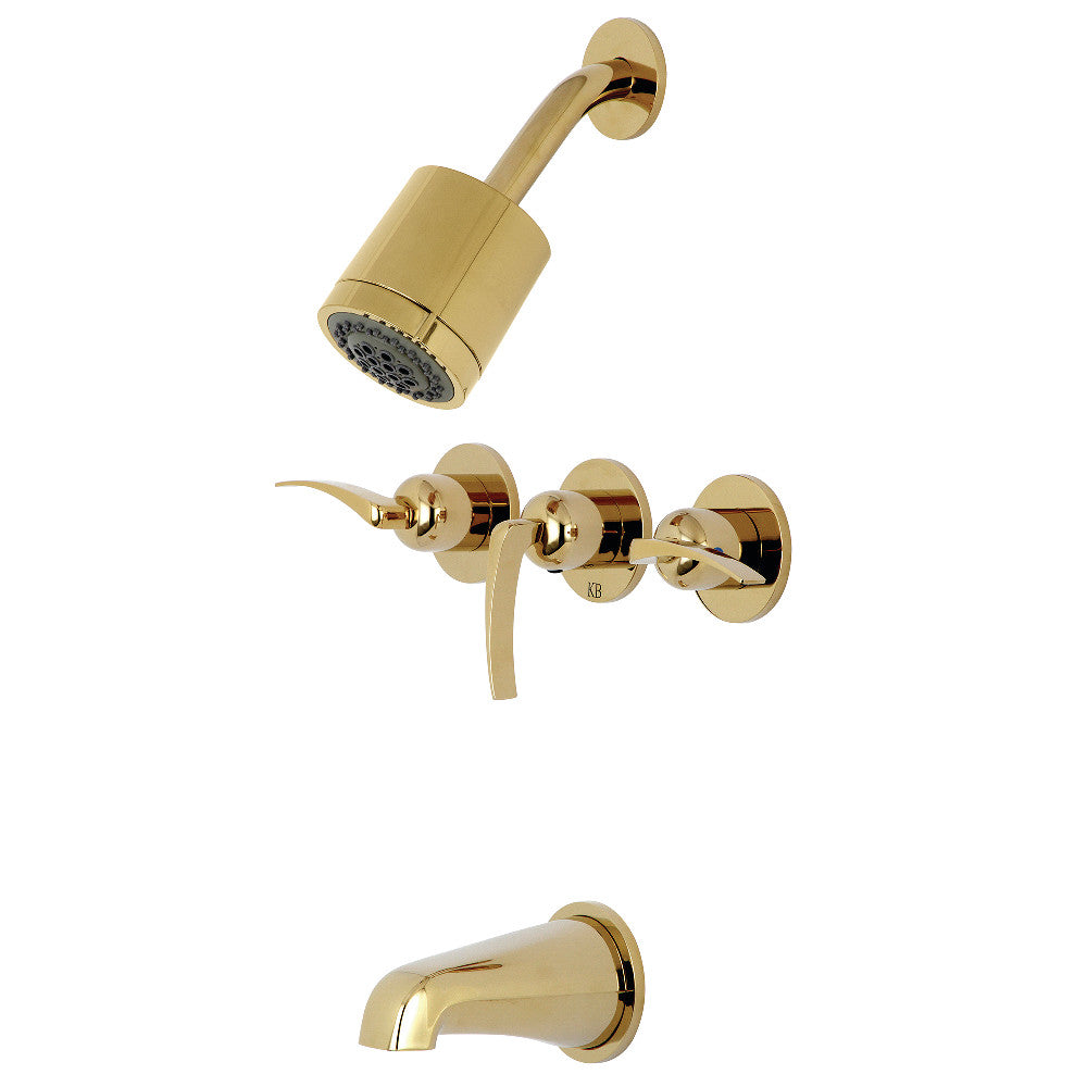 Kingston Brass KBX8132EFL Centurion Three-Handle Tub and Shower Faucet, Polished Brass - BNGBath