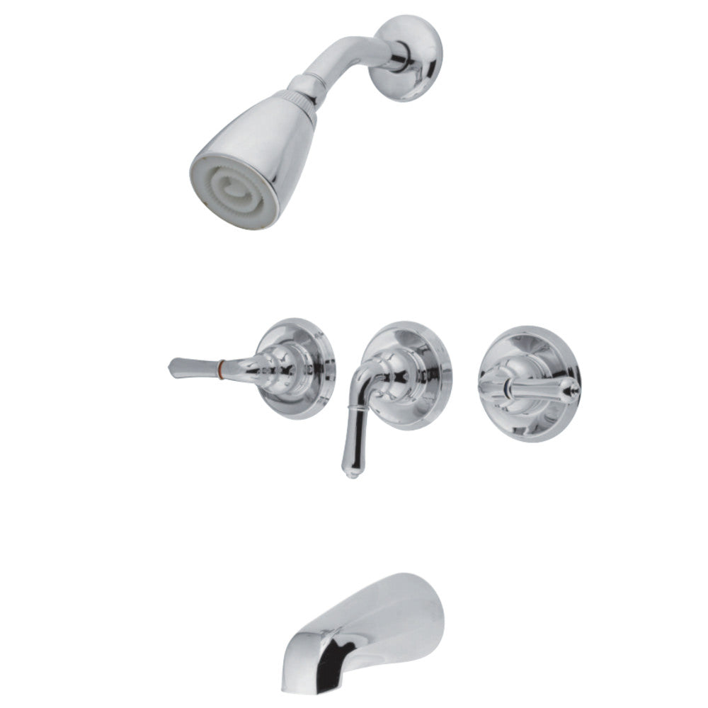 Kingston Brass KB231 Magellan Tub and Shower Faucet with 3 Handles, Polished Chrome - BNGBath