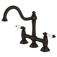Thumbnail for Kingston Brass KS3785PL Restoration Bridge Kitchen Faucet, Oil Rubbed Bronze - BNGBath