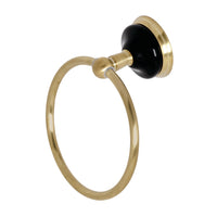 Thumbnail for Kingston Brass BA9114BB Water Onyx 6 in. Towel Ring, Brushed Brass - BNGBath