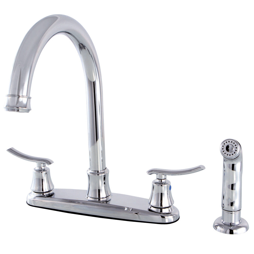 Kingston Brass FB7791JLSP 8-Inch Centerset Kitchen Faucet with Sprayer, Polished Chrome - BNGBath