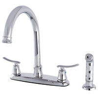 Thumbnail for Kingston Brass FB7791JLSP 8-Inch Centerset Kitchen Faucet with Sprayer, Polished Chrome - BNGBath