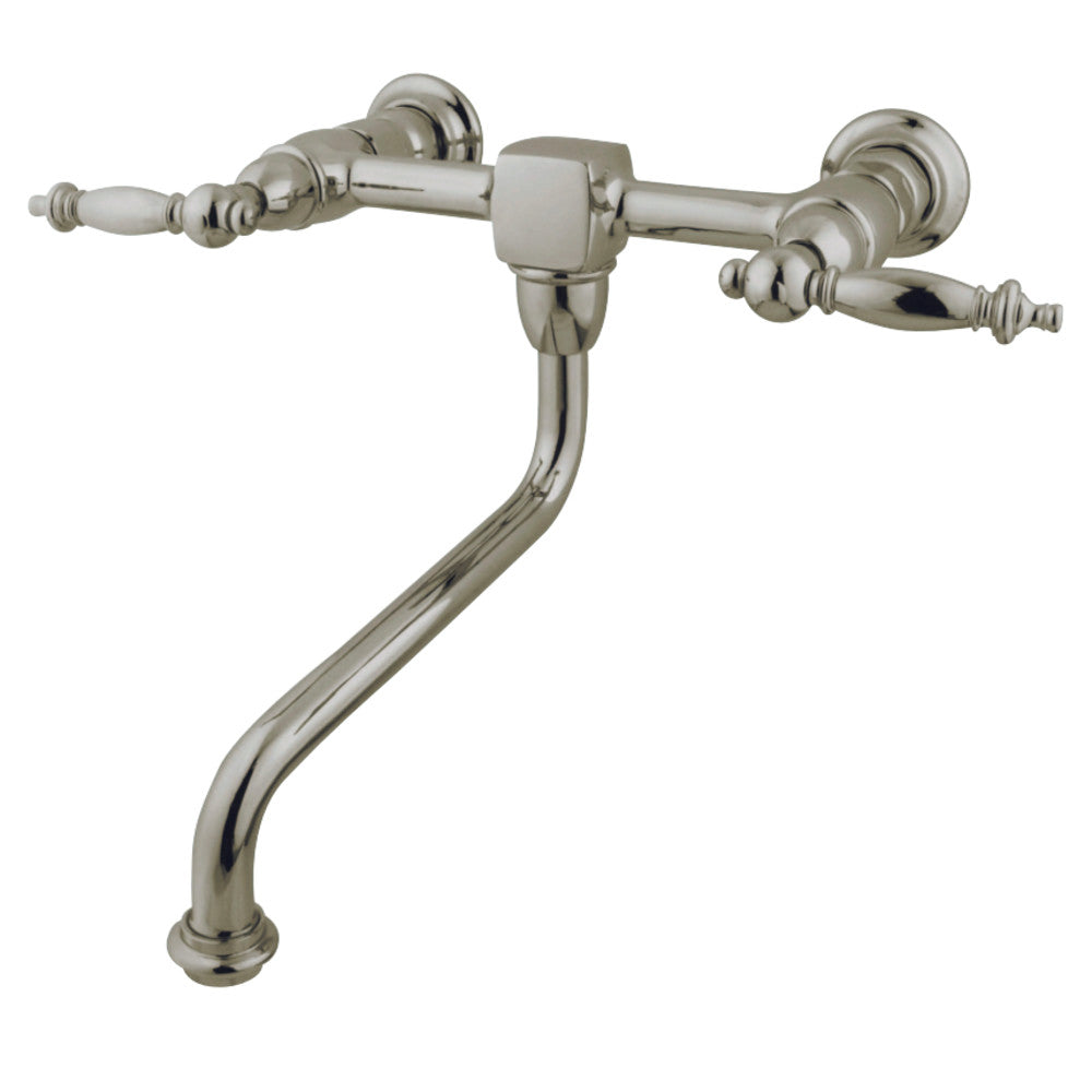 Kingston Brass KS1218TL Heritage Wall Mount Bathroom Faucet, Brushed Nickel - BNGBath