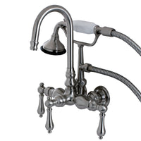 Thumbnail for Kingston Brass AE7T8 Aqua Vintage Wall Mount Clawfoot Tub Faucet, Brushed Nickel - BNGBath