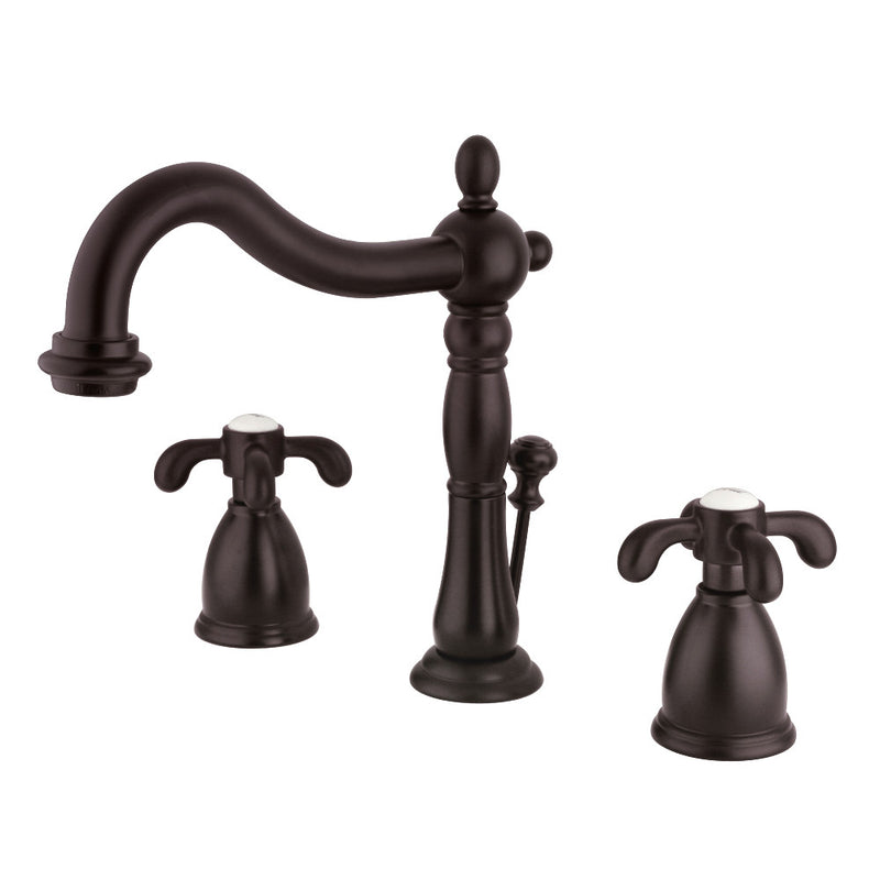 Kingston Brass KB1975TX French Country Widespread Bathroom Faucet with Plastic Pop-Up, Oil Rubbed Bronze - BNGBath