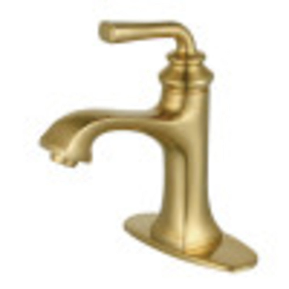 Fauceture LS4423RXL Restoration Single-Handle Bathroom Faucet with Push-Up Drain and Deck Plate, Brushed Brass - BNGBath