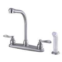 Thumbnail for Kingston Brass FB758NFLSP NuWave French 8-Inch Centerset Kitchen Faucet with Sprayer, Brushed Nickel - BNGBath