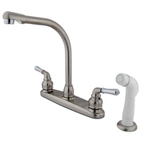 Thumbnail for Kingston Brass GKB757 Magellan Centerset Kitchen Faucet, Brushed Nickel/Polished Chrome - BNGBath