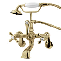 Thumbnail for Kingston Brass CC57T2 Vintage Adjustable Center Wall Mount Tub Faucet, Polished Brass - BNGBath