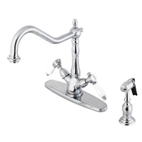 Thumbnail for Kingston Brass KS1231BPLBS Mono Deck Mount Kitchen Faucet with Brass Sprayer, Polished Chrome - BNGBath