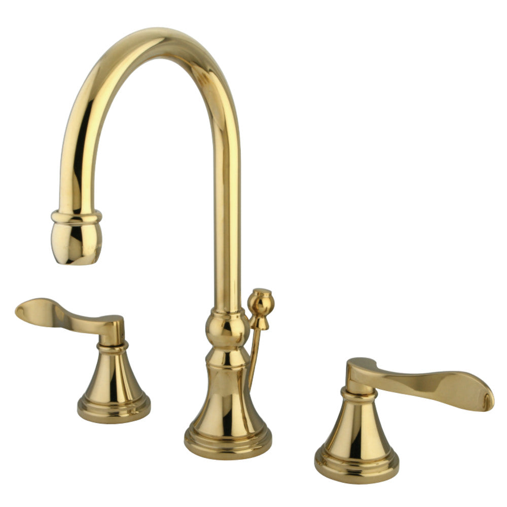 Kingston Brass KS2982DFL NuFrench Widespread Bathroom Faucet with Brass Pop-Up, Polished Brass - BNGBath