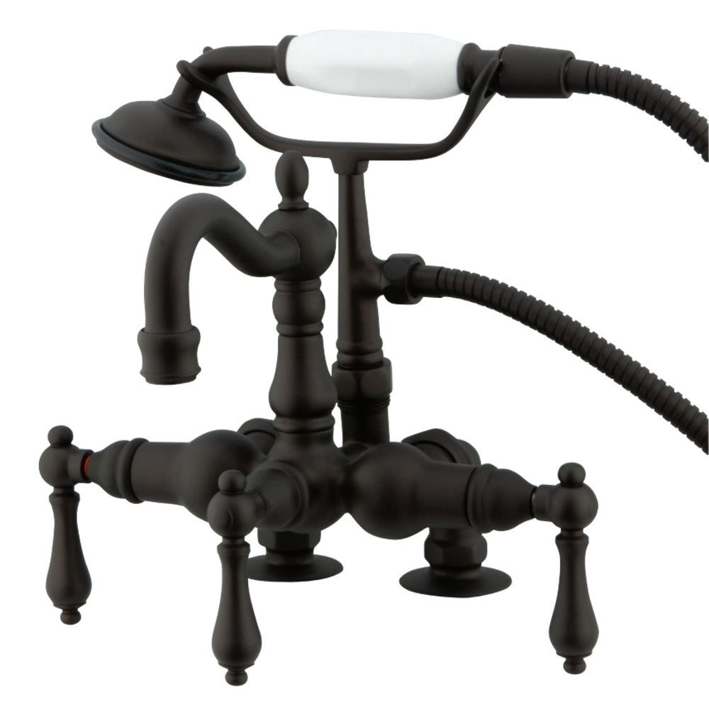 Kingston Brass CC1013T5 Vintage 3-3/8-Inch Deck Mount Clawfoot Tub Faucet with Hand Shower, Oil Rubbed Bronze - BNGBath