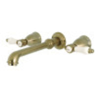 Thumbnail for Kingston Brass KS7127BPL 8-Inch Center Wall Mount Bathroom Faucet, Brushed Brass - BNGBath