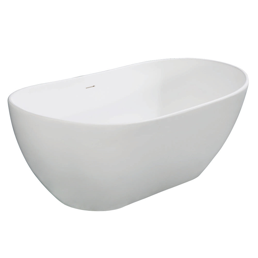 Aqua Eden VRTRS653224 Arcticstone 65-Inch Solid Surface White Stone Freestanding Tub with Drain, Matte White - BNGBath