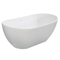 Thumbnail for Aqua Eden VRTRS653224 Arcticstone 65-Inch Solid Surface White Stone Freestanding Tub with Drain, Matte White - BNGBath