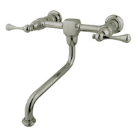 Thumbnail for Kingston Brass KS1218BL Wall Mount Bathroom Faucet, Brushed Nickel - BNGBath
