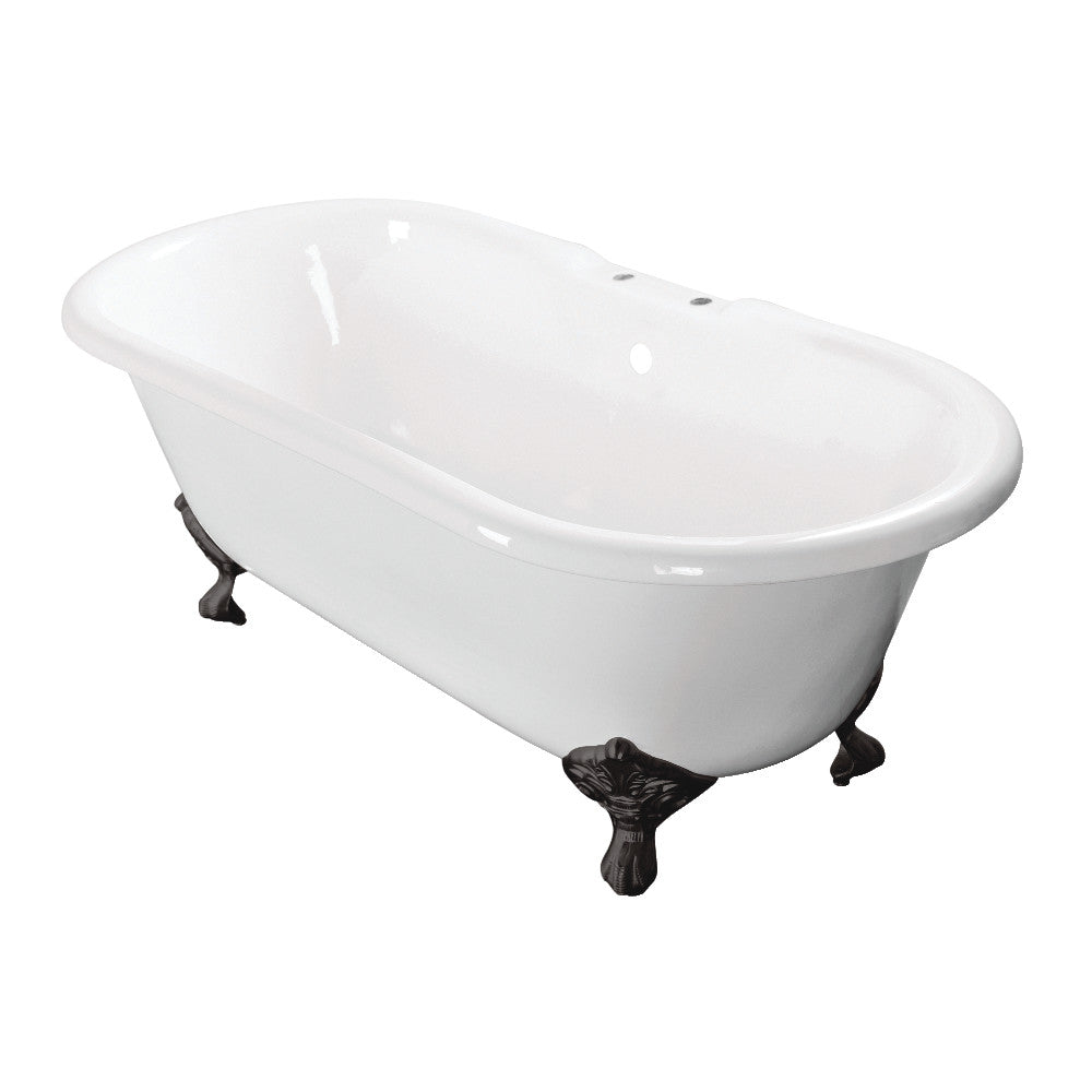 Aqua Eden VCT7D603017NB0 60-Inch Cast Iron Double Ended Clawfoot Tub with 7-Inch Faucet Drillings, White/Matte Black - BNGBath