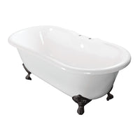 Thumbnail for Aqua Eden VCT7D603017NB0 60-Inch Cast Iron Double Ended Clawfoot Tub with 7-Inch Faucet Drillings, White/Matte Black - BNGBath