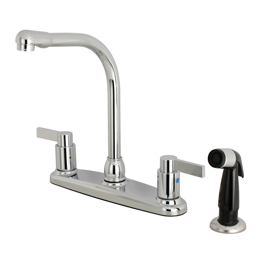 Kingston Brass FB751NDL NuvoFusion 8-Inch Centerset Kitchen Faucet with Sprayer, Polished Chrome - BNGBath