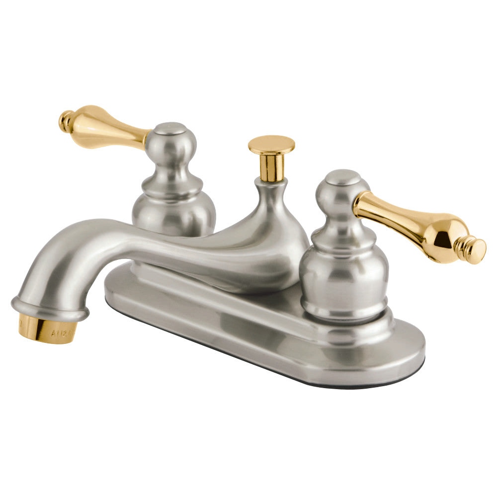 Kingston Brass GKB609AL 4 in. Centerset Bathroom Faucet, Brushed Nickel/Polished Brass - BNGBath