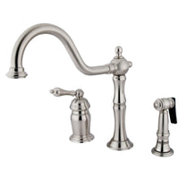 Thumbnail for Kingston Brass KS1818ALBS Widespread Kitchen Faucet, Brushed Nickel - BNGBath