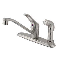 Thumbnail for Kingston Brass KB563SNSP Wyndham Single-Handle Centerset Kitchen Faucet, Brushed Nickel - BNGBath