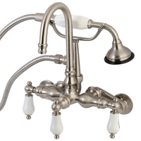 Thumbnail for Kingston Brass AE303T8 Aqua Vintage Wall Mount Clawfoot Tub Faucets, Brushed Nickel - BNGBath