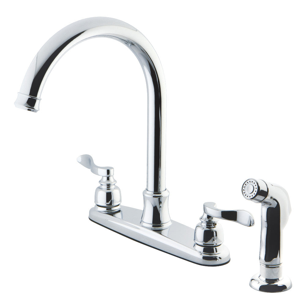Kingston Brass FB7791NFLSP NuWave French 8-Inch Centerset Kitchen Faucet with Sprayer, Polished Chrome - BNGBath