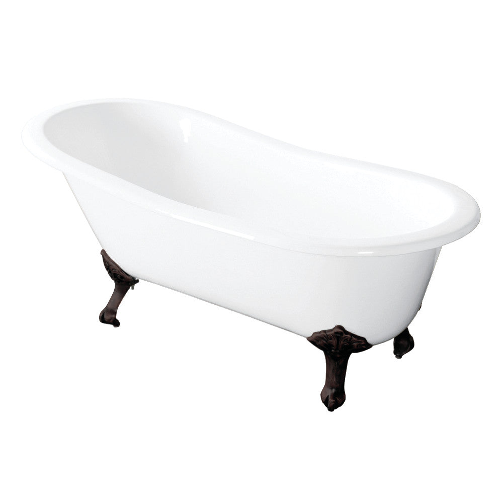 Aqua Eden VCTND5431B5 54-Inch Cast Iron Slipper Clawfoot Tub without Faucet Drillings, White/Oil Rubbed Bronze - BNGBath