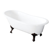 Thumbnail for Aqua Eden VCTND5431B5 54-Inch Cast Iron Slipper Clawfoot Tub without Faucet Drillings, White/Oil Rubbed Bronze - BNGBath