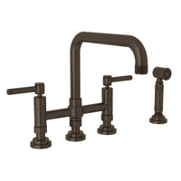 Thumbnail for ROHL Campo Deck Mount U-Spout 3 Leg Bridge Faucet with Sidespray - BNGBath