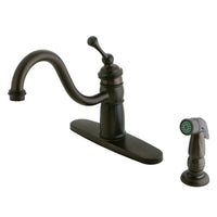 Thumbnail for Kingston Brass KB1575BLSP Victoran Mono Deck Mount Kitchen Faucet, Oil Rubbed Bronze - BNGBath