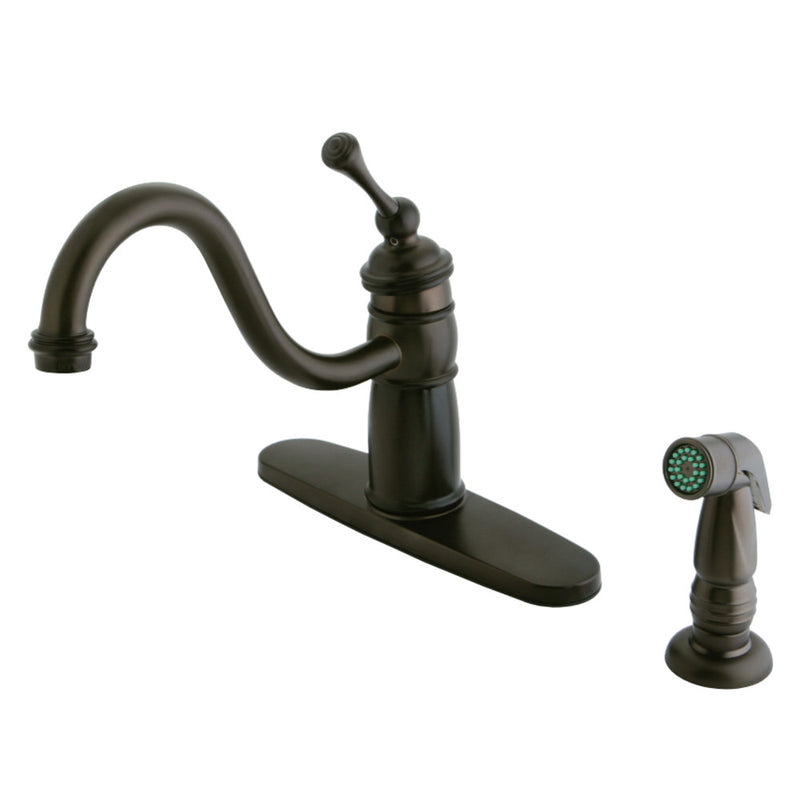 Kingston Brass KB1575BLSP Victoran Mono Deck Mount Kitchen Faucet, Oil Rubbed Bronze - BNGBath