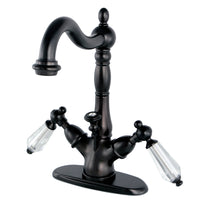 Thumbnail for Kingston Brass KS1435WLL Wilshire Two-Handle Bathroom Faucet with Brass Pop-Up and Cover Plate, Oil Rubbed Bronze - BNGBath