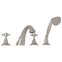 Thumbnail for ROHL Viaggio 4-Hole Deck Mount C-Spout Tub Filler with Handshower - BNGBath