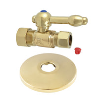 Thumbnail for Kingston Brass CC44452KLK 5/8-Inch OD X 1/2-Inch OD Comp Quarter-Turn Straight Stop Valve with Flange, Polished Brass - BNGBath