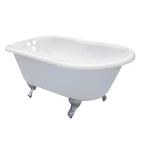 Thumbnail for Aqua Eden VCT3D543019NT1 54-Inch Cast Iron Roll Top Clawfoot Tub with 3-3/8 Inch Wall Drillings, White/Polished Chrome - BNGBath