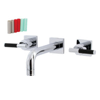 Thumbnail for Kingston Brass KS6121CKL Ksiser Two-Handle Wall Mount Bathroom Faucet, Polished Chrome - BNGBath