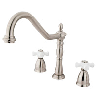 Thumbnail for Kingston Brass KB1798PXLS Widespread Kitchen Faucet, Brushed Nickel - BNGBath